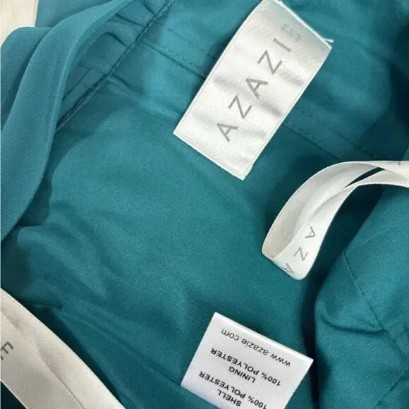 Azazie Madalynn Bridesmaid Dress one shoulder Peacock NWT Size A4 ruffle detail - Picture 4 of 8